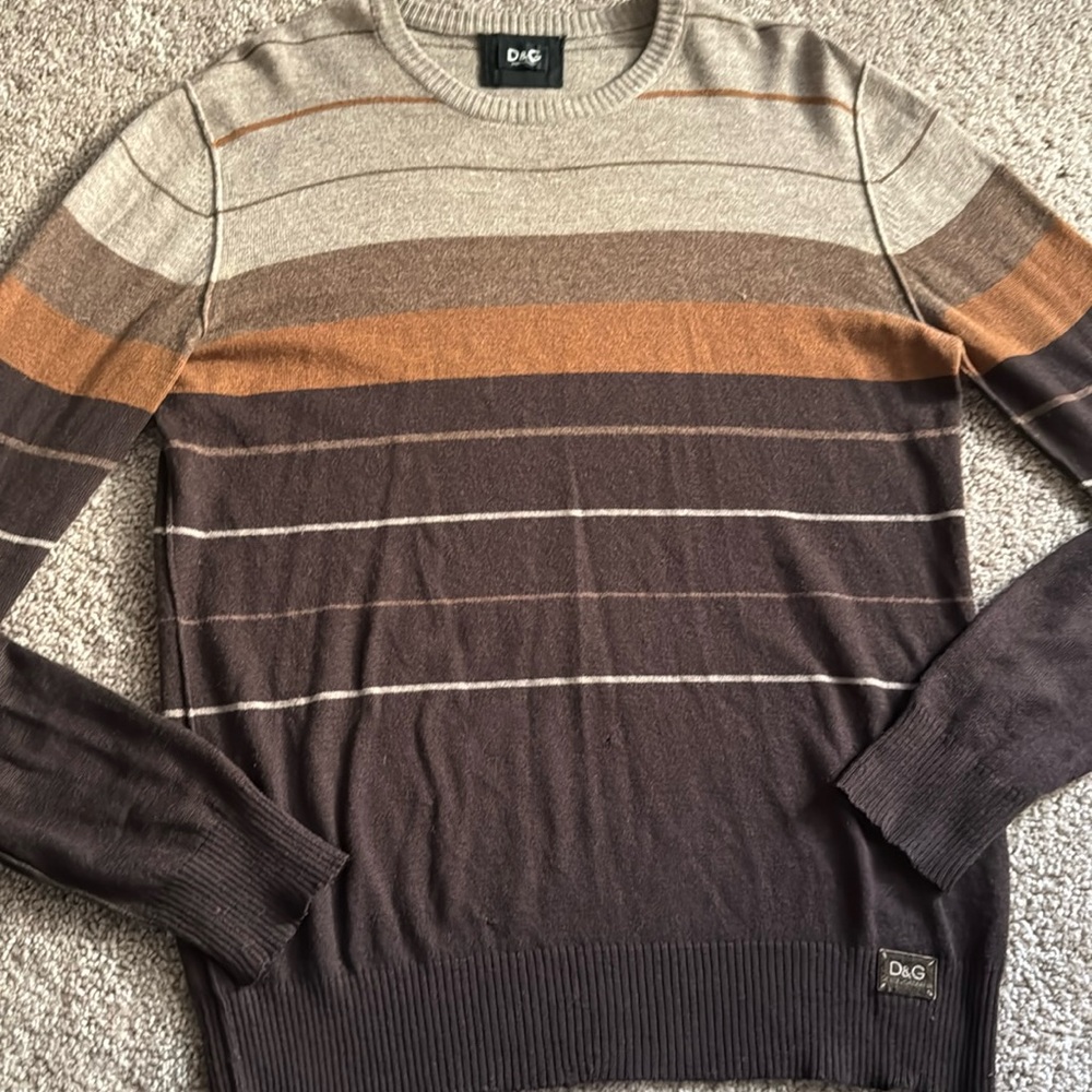 Dolce & Gabbana Men's Striped Sweater - Brown and Tan
